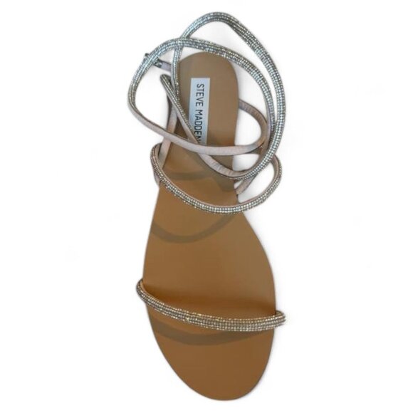 Steve Madden Womens Twirl Rhinestone Flat Sandals - Picture 1 of 2